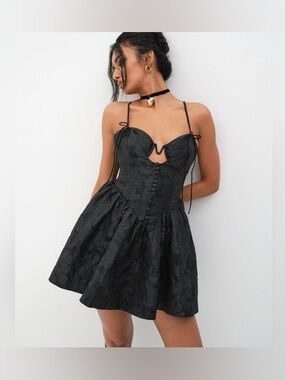 For Love & Lemons Faith Black Lace Corset Mini Dress NWT Size Small